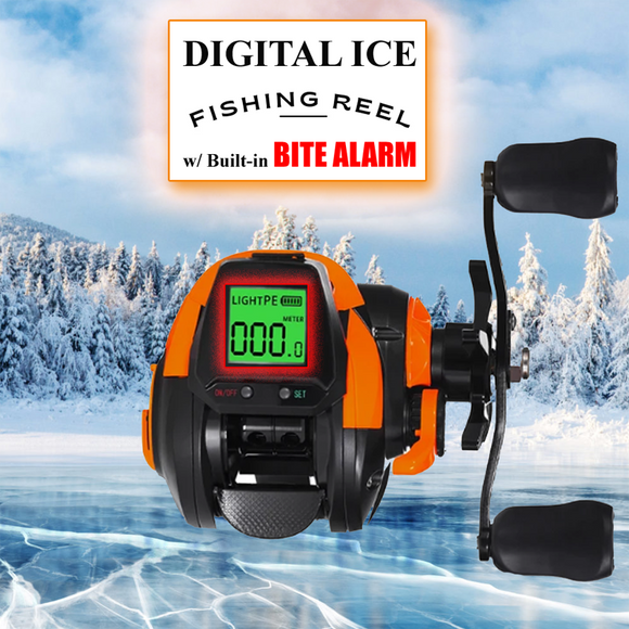 ICE FISHING Digital LCD Depth of Line Reel w/ Built-In Sound & Flashing BITE ALARM
