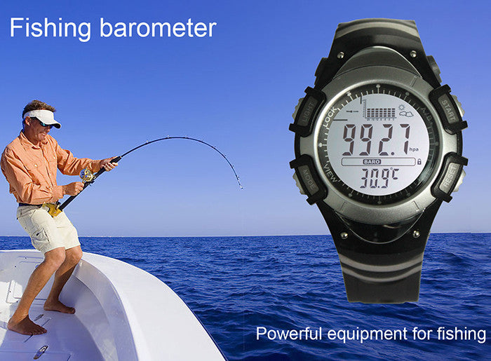PRO Tour Fishing LCD Watch w/ Backlight - Barometer, Altimeter,  Thermometer, Weather Forecast & More; All-in One!