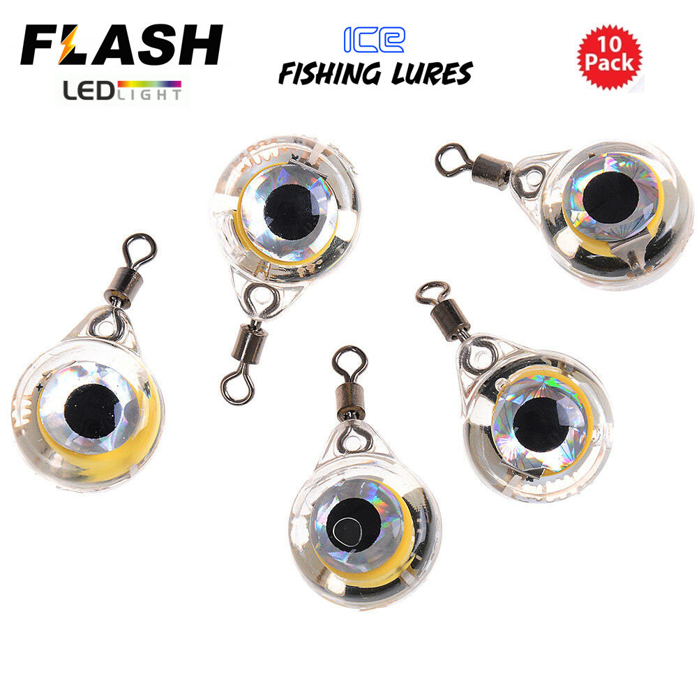 FLASH Ice Fishing Mini Teardrop LED Blinking Lures - Value 10 pack