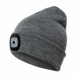 Ice Fishing Winter Toque w/ Built-in Bright LED Light - Handsfree Lighting!