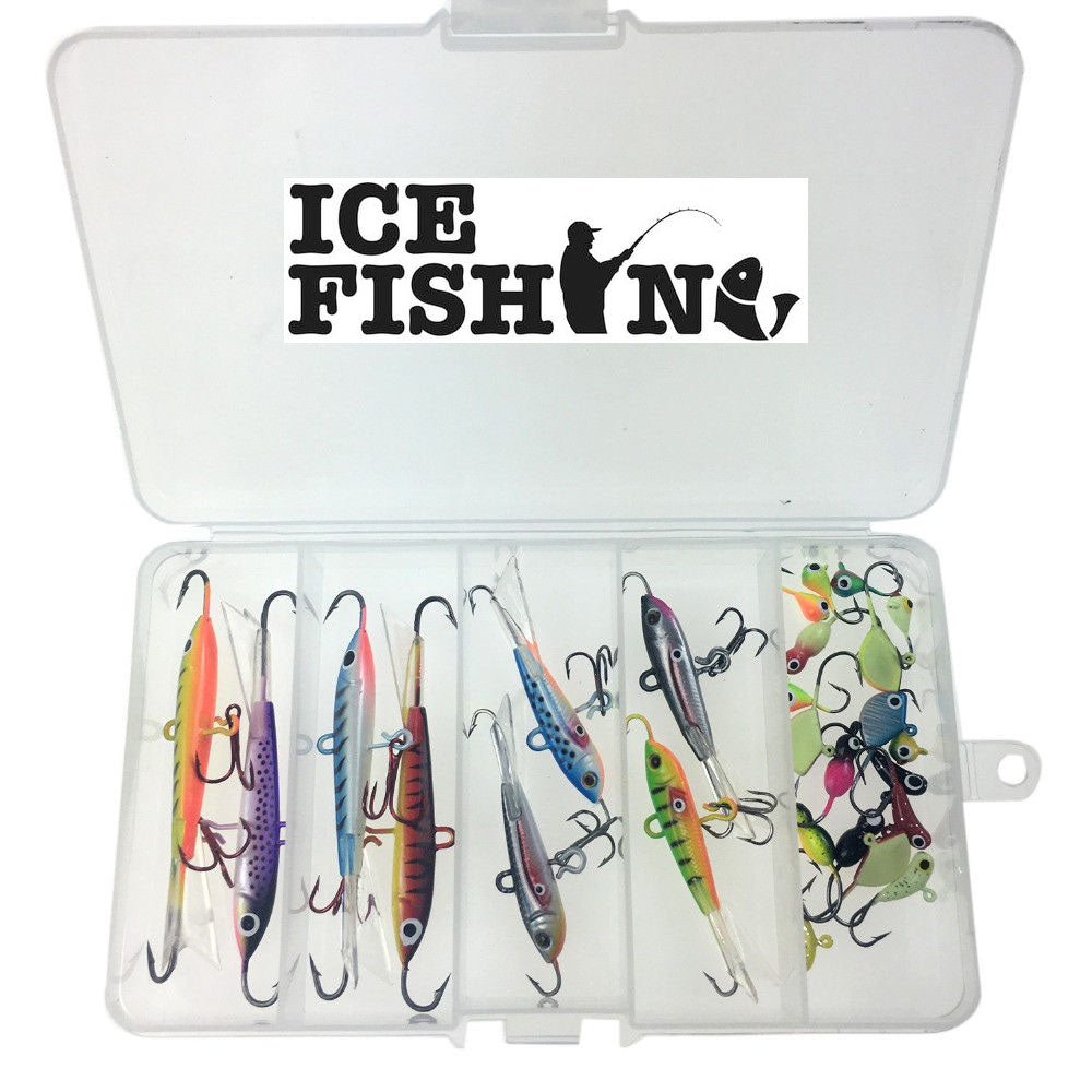 Micro Ice Fishing Jigs Set Ice Fishing Lures with Storage Box