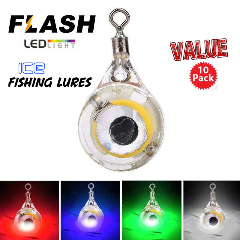 FLASH Ice Fishing Mini Teardrop LED Blinking Lures - Value 10