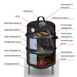 3-in-1 "Portable" Charcoal Outdoor BBQ Smoker, Grill, & Roaster