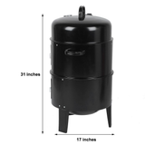 3-in-1 "Portable" Charcoal Outdoor BBQ Smoker, Grill, & Roaster