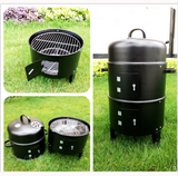 3-in-1 "Portable" Charcoal Outdoor BBQ Smoker, Grill, & Roaster