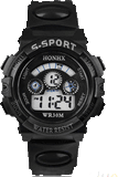Boys Super Athelete Sports Stop Watch Digital LED - Black -  - 1