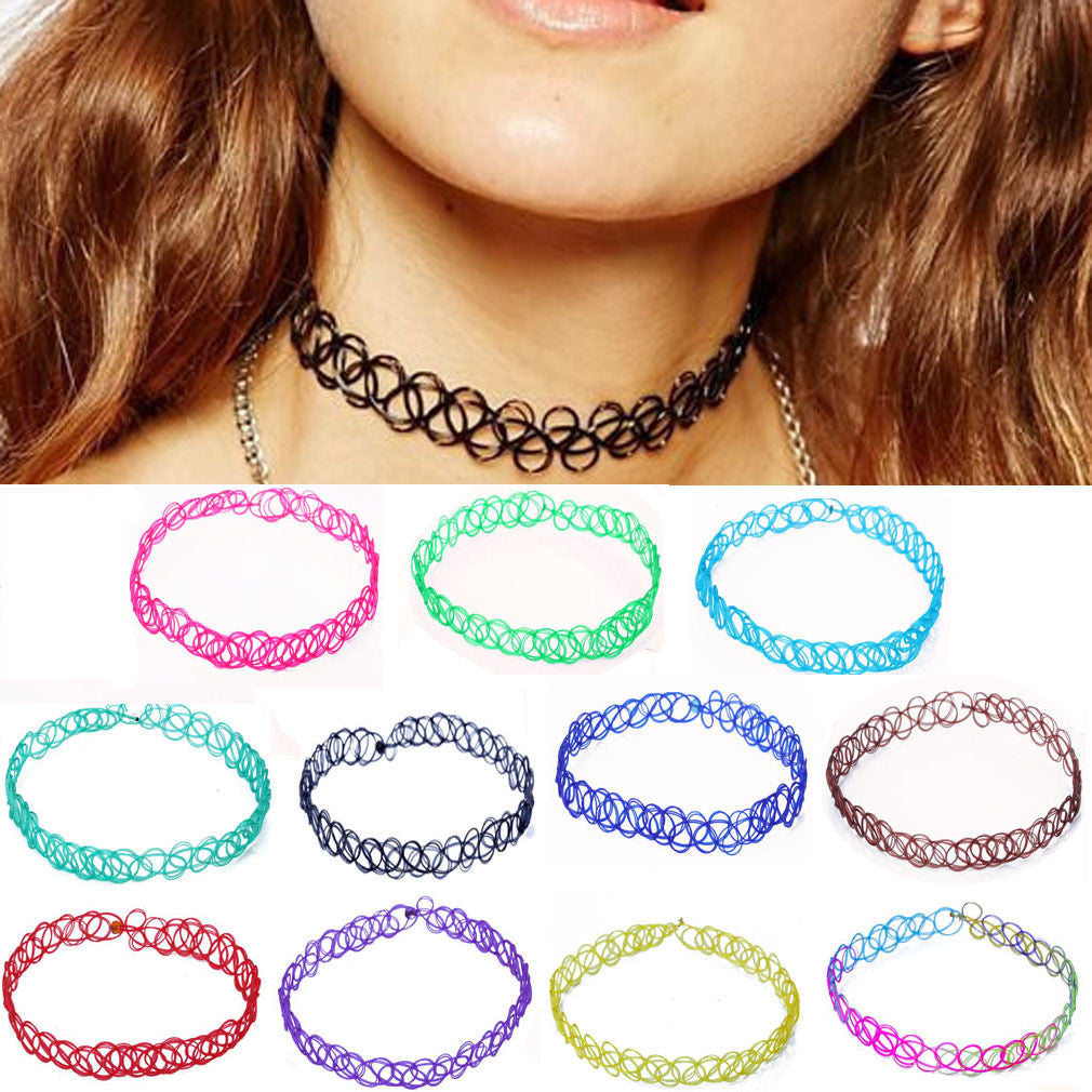 diskriminerende Styre Hollywood Stretch "Tattoo" Choker Necklace - Multiple Colors – Thirsty Buyer