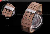 Men's OUTDOORSMAN Survival Leather Strap Quartz Watch - Dark Face w/ Date -  - 2