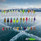 Ice Fishing 4D Glow Jigs - Various Sizes & Shapes - 53 jig VALUE PACK!