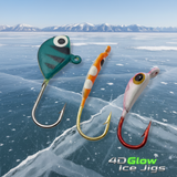 Ice Fishing 4D Glow Jigs - Various Sizes & Shapes - 53 jig VALUE PACK!