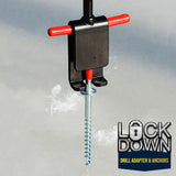 Ice Fishing "LOCK DOWN" Anchors & Drill Adapter - Secures Your Ice Tent in Seconds!