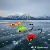 Ice Fishing 4D Glow Jigs - Various Sizes & Shapes - 53 jig VALUE PACK!