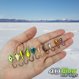 Ice Fishing 4D Glow Jigs - Various Sizes & Shapes - 53 jig VALUE PACK!