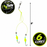 Bottoms "Up" Twin Hook"ers" Fishing Lures - 6 Lures Per Pack & They Glow!