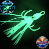 QUAD Hook "Octopus Mini" Ice Fishing GLOW Lures - 10 Lures per pack (4 colors to choose from)