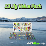 Ice Fishing 4D Glow Jigs - Various Sizes & Shapes - 53 jig VALUE PACK!
