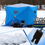 Ice Fishing "LOCK DOWN" Anchors & Drill Adapter - Secures Your Ice Tent in Seconds!