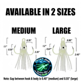 QUAD Hook "Octopus Mini" Ice Fishing GLOW Lures - 10 Lures per pack (4 colors to choose from)