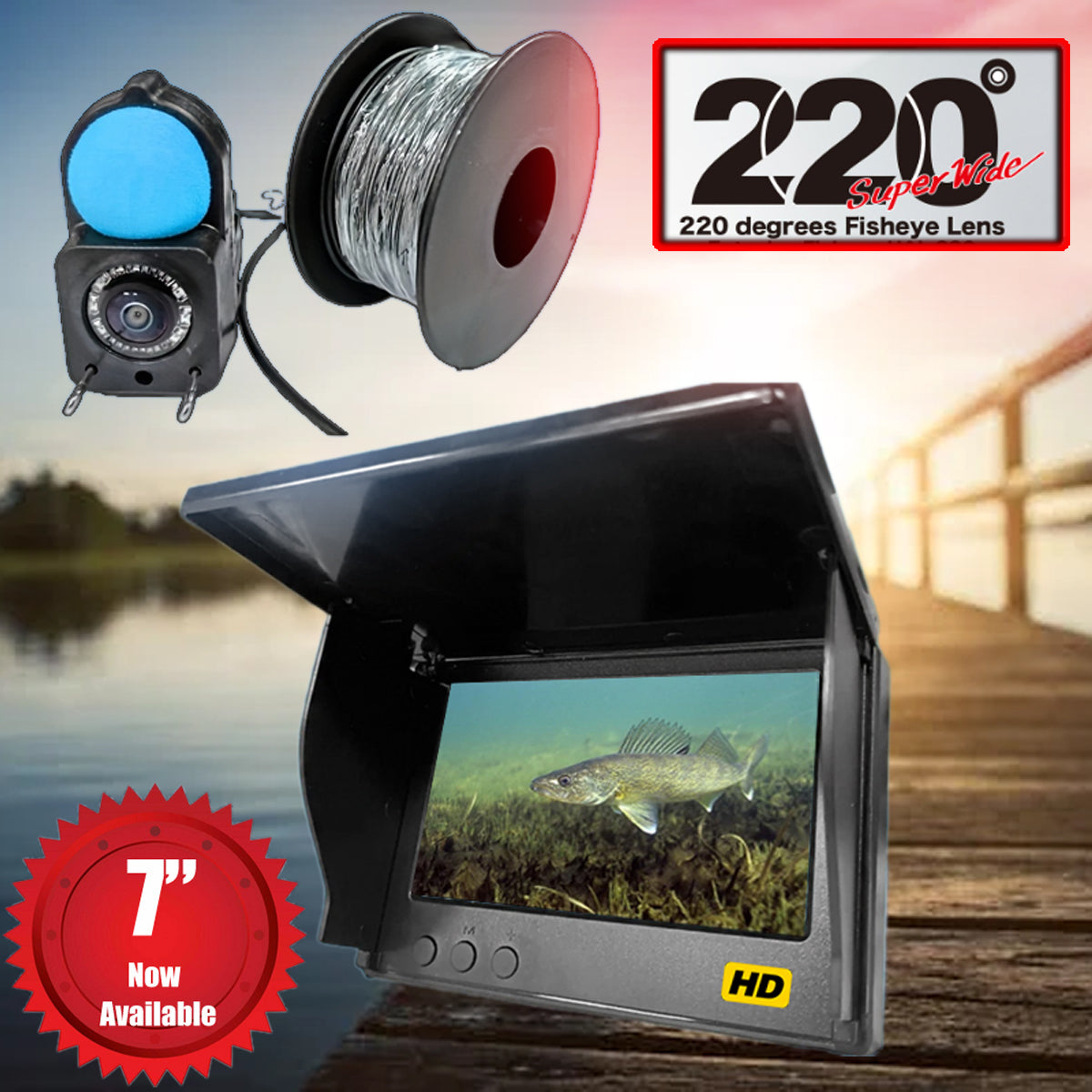 Draagbare dieptemeter for vissen, water, handheld, 1080P, 4,3 inch LCD