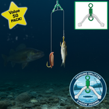 Ice Fishing Two Hook HANGING "SPLITTER" Designed For Jigging - Two Hooks, One Line, Better Odds - Value 50 Pack!
