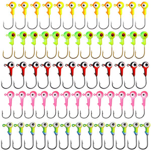 Ice Fishing Bright Double Eyed Jigs - Super Value 80 pack