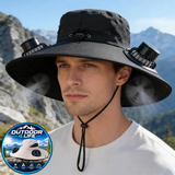 Outdoor 4 Life's Solar Powered "COOLING FAN" Tilley/Bucket Hat - Keeps Your Face & Upper Body Cool!