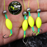Bottoms "Up" Twin Hook"ers" Fishing Lures - 6 Lures Per Pack & They Glow!