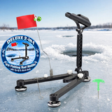 DELUXE 2-in-1 Ice Fishing Rod Holder w/ Tip-Up & Alarm Bells