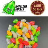 The "Rattling Bullet" - Attracts Fish To Any Moving Lure! Value 50 pack - Available in 2 sizes