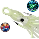 QUAD Hook "Octopus Mini" Ice Fishing GLOW Lures - 10 Lures per pack (4 colors to choose from)