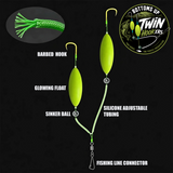 Bottoms "Up" Twin Hook"ers" Fishing Lures - 6 Lures Per Pack & They Glow!