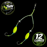 Bill McAllister's Bottoms "Up" Twin Hook"ers" Fishing Lures - 12 Lures Per Pack