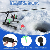 DELUXE 2-in-1 Ice Fishing Rod Holder w/ Tip-Up & Alarm Bells