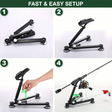DELUXE 2-in-1 Ice Fishing Rod Holder w/ Tip-Up & Alarm Bells