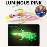 QUAD Hook "Octopus Mini" Ice Fishing GLOW Lures - 10 Lures per pack (4 colors to choose from)