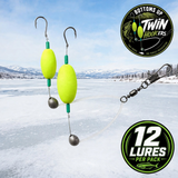 Bill McAllister's Bottoms "Up" Twin Hook"ers" ICE Fishing Lures - 12 Lures Per Pack