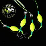 Bottoms "Up" Twin Hook"ers" Fishing Lures - 6 Lures Per Pack & They Glow!