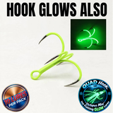 QUAD Hook "Octopus Mini" Ice Fishing GLOW Lures - 10 Lures per pack (4 colors to choose from)