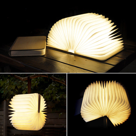 COZY HOME'S Wireless Wooden LED Folding Book w/ Magnetic Clip