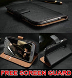 Luxury Genuine Black Leather Flip Case Wallet Cover for Samsung Galaxy Models - Thirsty Buyer - 3