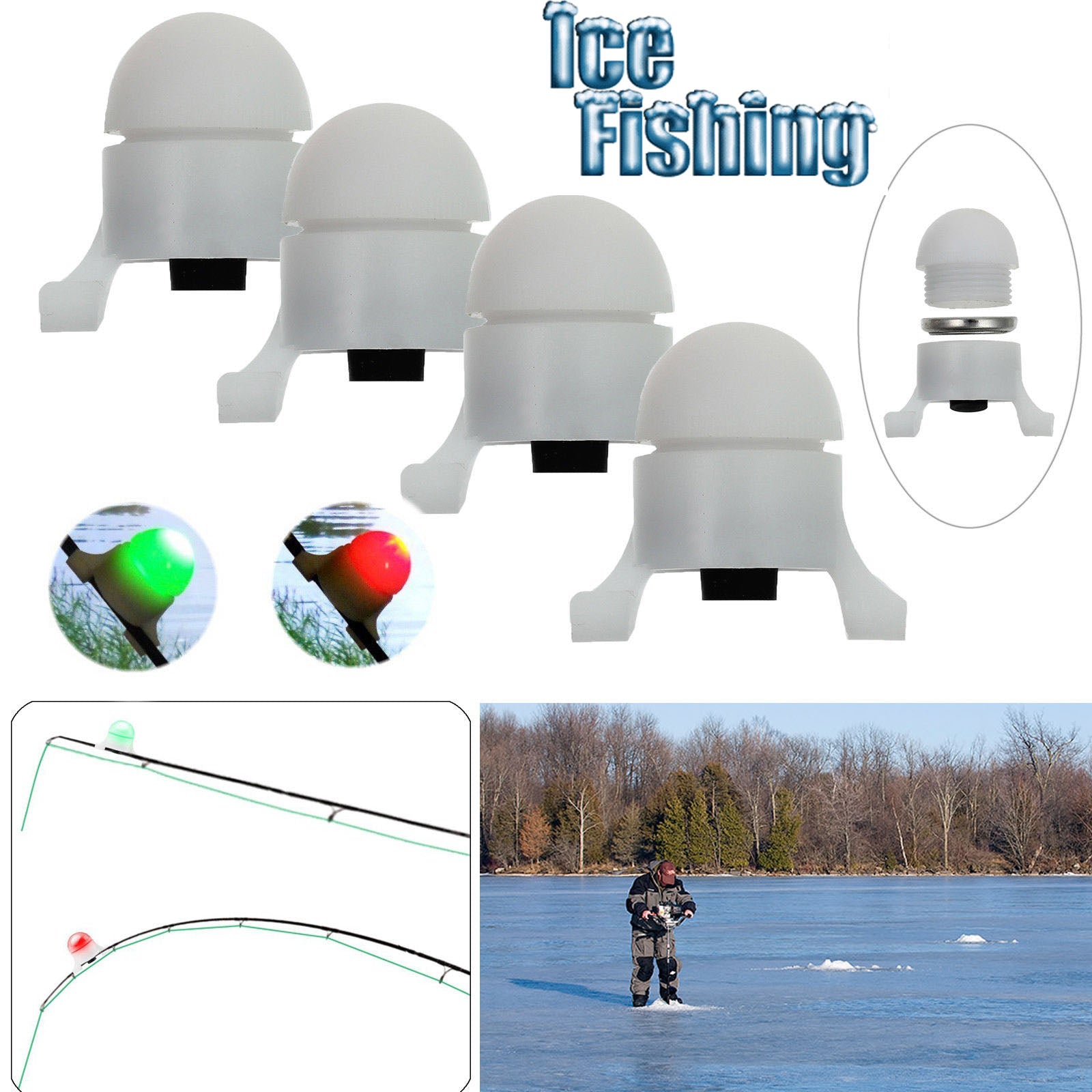 ICE FISHING LED Bite Alarm Perfect Fit Strike Tip Lights - 4 Pack –  Thirsty Buyer
