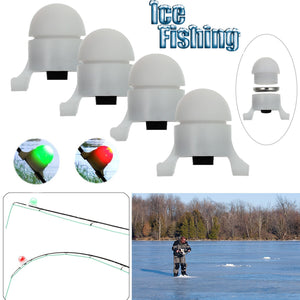 ICE FISHING LED Bite Alarm "Perfect Fit" Strike Tip Lights - 4 Pack