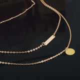 Women's 2 piece 3 Level Gold Pendant CHARMS Chain Necklace -  - 3