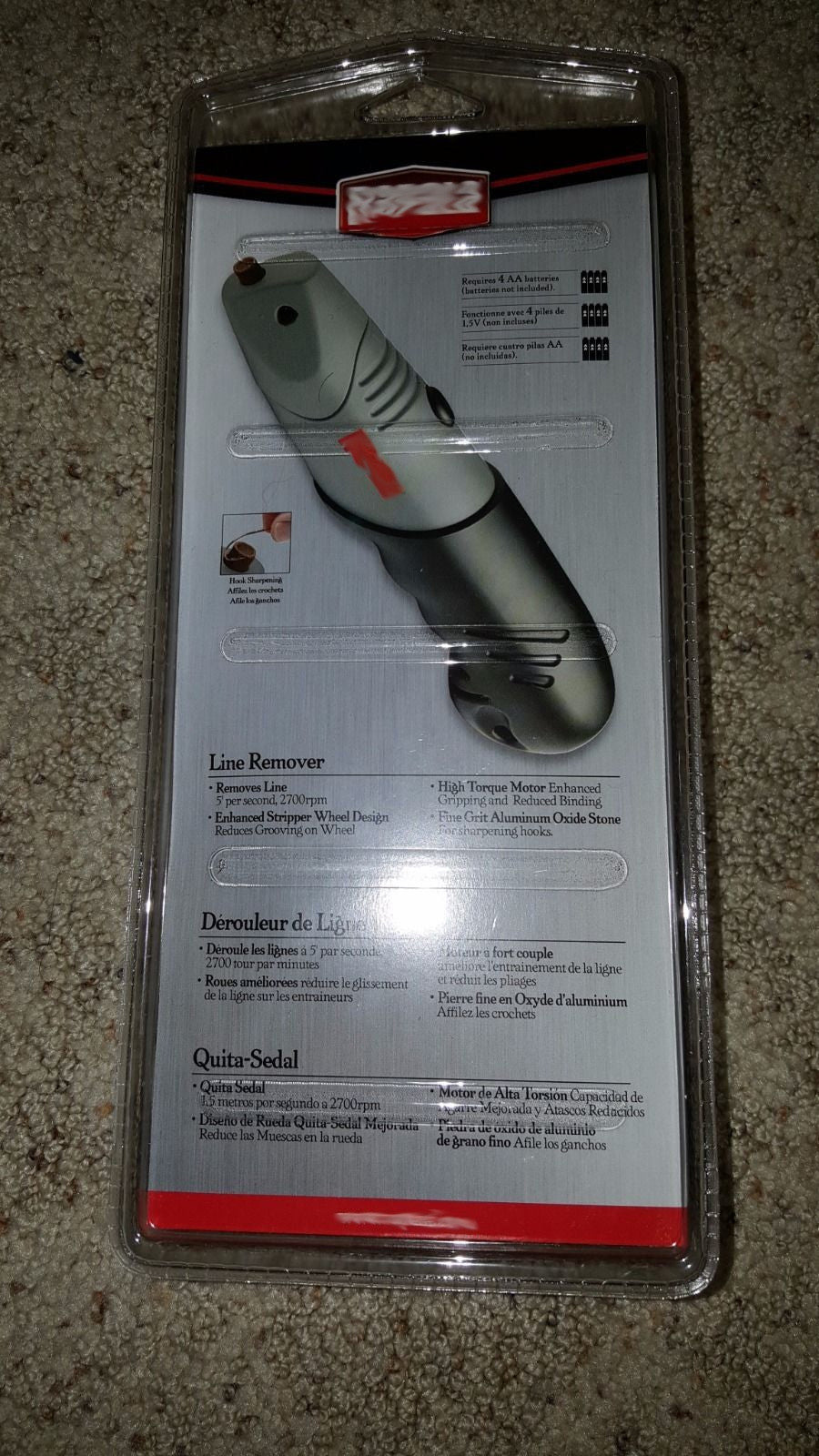 Electric Fishing Reel Line Remover w/ Built-in Hook Sharpener