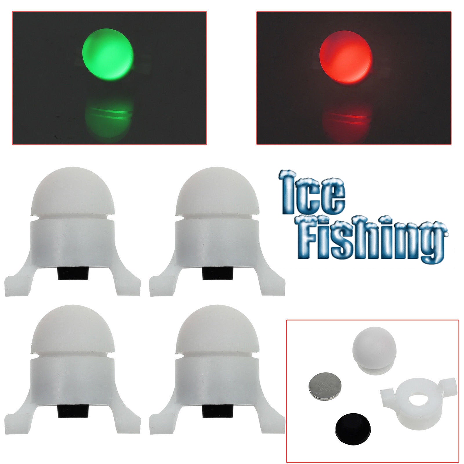 ICE FISHING LED Bite Alarm Perfect Fit Strike Tip Lights - 4