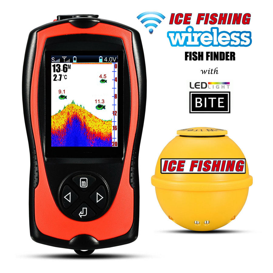 Ice Fishing WIRELESS Color LCD FISH Finder V3.0 w/ LED Light Bite