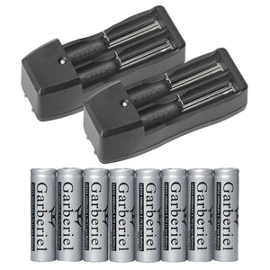 18650 Lithium-ion Rechargeable Batteries (4000 mAh 3.7V) w/ Dual Chargers - 8 Pack