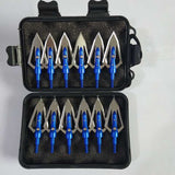 12 "Traditional Flat Blade" 100gr Razor Arrow Broadheads w/ Bonus Carrying Case - Super Value Pack