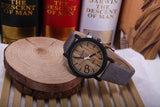 Men's Wooden Grain Face Quartz Watch w/ Leather Strap - Gray - Thirsty Buyer - 1