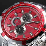 Men's Stainless Steel Luxury Fashion Quartz Watch - Red -  - 1